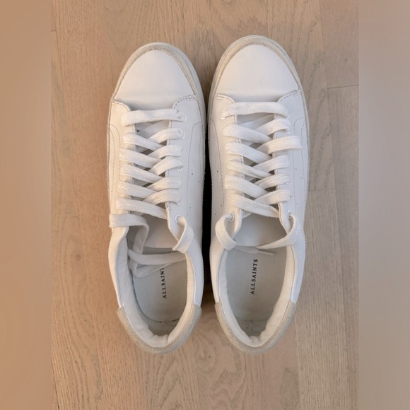 All Saints Trish Suede Platform Trainers in Chalk White Size 10 - Picture 7 of 10